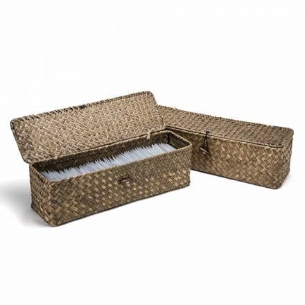 Powder Room Basket with Lid Natural – Blue